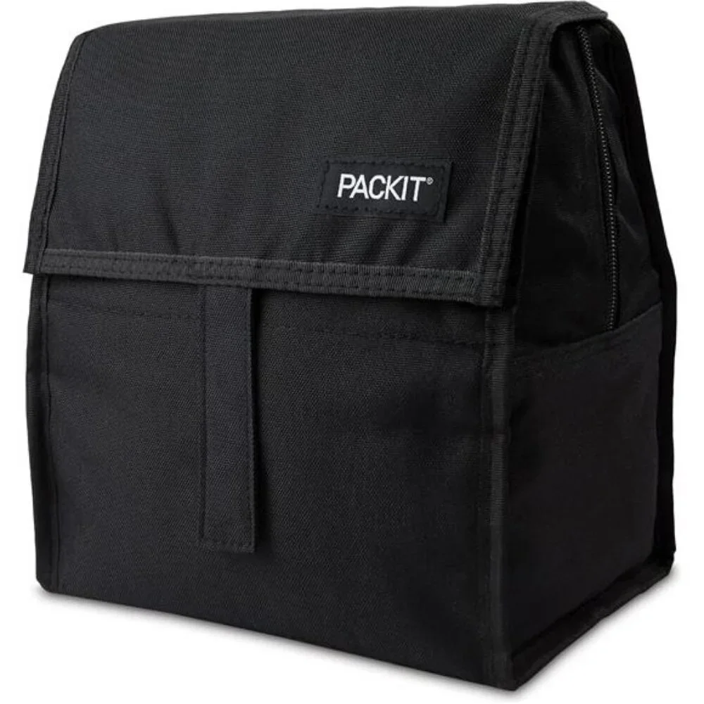Freezable insulated lunch bag foldable reusable cooler tote for school or office